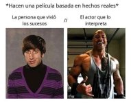 Hacen una pelicula basada en hechos reales y la persona que vivio los sucesos y el actor que ...jpeg