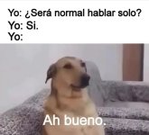 Yo preguntándome si hablar solo es normal y respondiéndome que sí.jpg